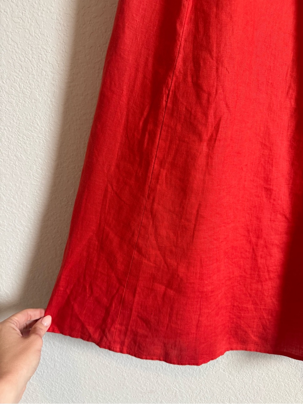 Eileen Fisher Flame Red Organic Linen Cami Lightweight Midi Dress Size Large - Picture 4 of 10